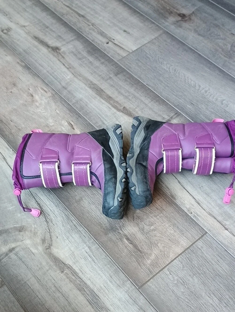 Lands' End Kids Purple Winter Boots with Velcro Straps